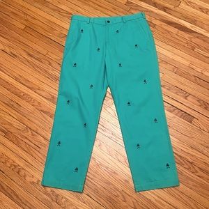 $145 BROOKS BROTHERS 346 Green Golf Pants Embroidered  Sheep Print 38x32 EUC